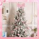 Gejoy Pink Bow Christmas Tree Topper Metal Bow Tree Topper 13.4 x 9.4 Inch Coquette Pink Christmas Ornament for Xmas Party Table Home Decorations