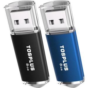 2Pack 8GB USB 2.0 Flash Drive 8GB Thumb Drive Memory Stick Jump Drive (Black/Blue)
