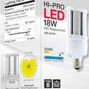 Satco S49390 Corncob LED HID Light Bulb, Medium Base, 18W, 35000 Hour Rating, 2484L, Natural Light