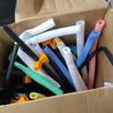 55 Trampoline for Kids - Toddler Trampoline with Adjustable Gymnastic Bar, Indoor/Outdoor Enclosure Net, No-Gap Safe Design, Up to 220 lbs, Gift for Boys & Girls (Stainless Steel, blue yellow)