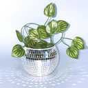 Disco Ball Planter,Disco Ball Vase,Disco Ball Flower Pot,Disco Ball Bowl,Disco Plant Holder,Silver Mirror Glass Disco Ball Decor Vase for Table Centerpieces,Party,Bar,Office,4 * 5 * 5IN