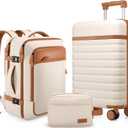UKEIN Luggage Sets 3 Piece, PC Hardside Large Luggage 24Inch With Spinner Wheels with TSA Lock, Carry On Suitcase Set With Travel Backpack for Men (Beige, 3 piece set (24inch))
