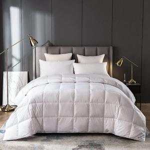 Lightweight Goose Down Comforter Cooling Blanket Duvet for Summer/Warm Weather,Ultra Soft Fabric 750 Fill Power White King Size