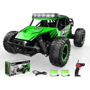 RACENT Remote Control Cars for Boys - 1:16 20kph RC Truck Off-Road Monster Truck Toy for Kids & Adults with 2 Rechargeable Batteries (Green)