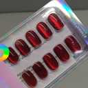 BTArtbox Press On Nails Red - Cat Eye Press On Nails Square for Gifts, Cherry Short Stick On Nails with Glue, Glossy Reusable Nail Tips in 15 Sizes - 30 Soft Gel Fake Nails Kit, Hot Love