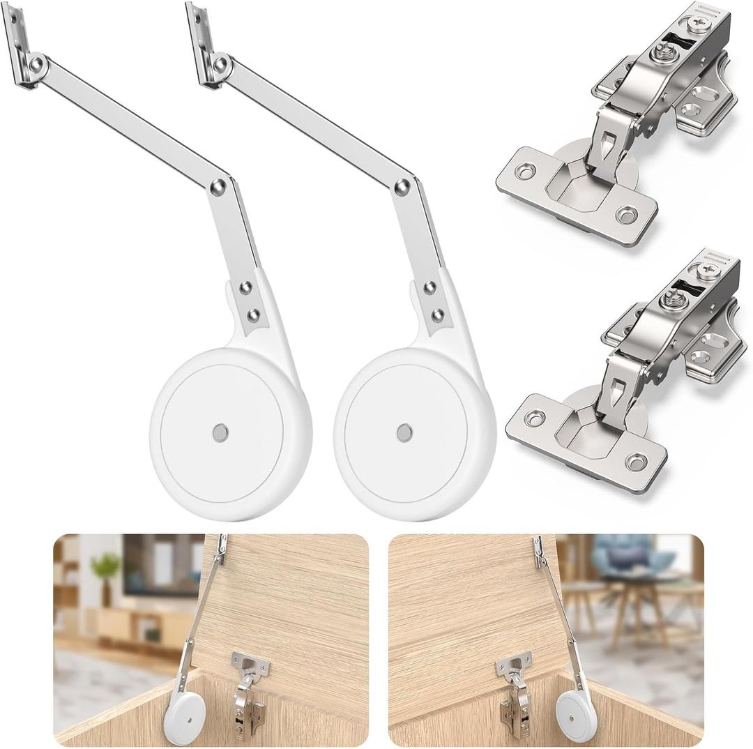 2 Pack with Hinges, Soft Close for Toy Boxes,Heavy Duty Lid Support Chest Hinges for Wooden Toy Box, Cedar, Storage Trunk & Benches, Universal Design Reversible Mounting