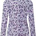 Women's Blouses Casual Long Sleeve Work Button Down Dress Hawaiian Shirts Tops (L)