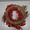 14 Inches Red Christmas Wreaths Farmhouse Christmas Wreaths for Front Door Classic Red Berry Wreath Winter Holiday Wreath with Fir Pine Needle for Doors Window Indoors Porches Outside