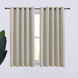 NICETOWN Thermal Insulated Natural Curtains Blackout Draperies, Window Treatment Solid Grommet Room Darkening Drape Panels for Bedroom (Set of 2, 70 by 54 inches Long)