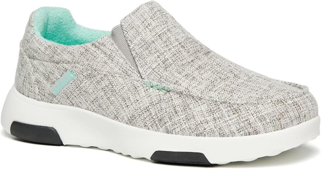 OrthoComfoot Women's Orthopedic Slip-On Loafers Walking Shoes: Comfortable Plantar Fasciitis Loafers with Arch Support for Flat Feet, Casual Orthotic Shoes for Foot and Heel Pain Relief (Grey Blue, US 10)
