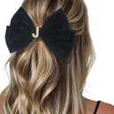 2Pcs Velvet Hair Bows Set  Red & Black Elegant Bow Clip & Long Ribbon Hair Clip, Personalized Hair Accessories for Women, Girls & Kids, Gift for Weddings, Birthdays, Christmas-J