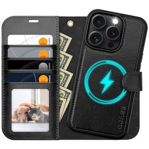 OCASE for iPhone 16 Pro Max Case Detachable Wallet Case with Card Holder, 2 in 1 Pu Leather Flip Folio with RFID Blocking Stand Wrist Strap Shockproof Phone Cover 6.9 Inch 2024, Black