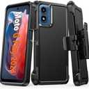 FNTCASE for Motorola Moto G-Play-2024 Case: Heavy Duty Drop Protection with Rugged Belt-Clip Holster & Kickstand Military Grade Shockproof Durable Protective Cell Phone Cover (Black)