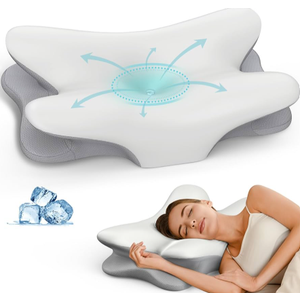 Cervical Neck Pillow for Pain Relief, Ergonomic Side Sleeper Pillow Cooling Memory Foam Pillows for Sleeping, Contour Pillow Orthopedic Bed Pillow for Back Stomach Sleepers