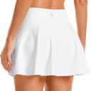 Stelle Women's Tennis Golf Skirts High Waisted with Pockets Inner Shorts for Athletic Skorts Sports Running Pickleball (White, S)