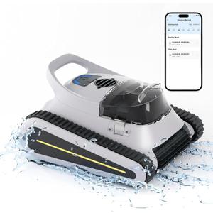 (2024 New) Robotic Pool Vacuum, Cordless Robotic Pool Cleaner for Inground Pools, Wall and Waterline Cleaning, Powerful Suction and Replaceable Battery, 150 min Battery Life for Pool Up to 1614 Sq.ft