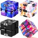 4 Packs Infinity Cube Toy Stress Relieving Game for Kids and Adults,Cute Mini Unique Gadget Anxiety Relief Kill Time Magic Puzzle Flip ADD, ADHD, Killing (Multicolored)