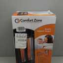 Comfort Zone Space Heaters for Indoor Use, Portable Electric Heater, Adjustable Thermostat, Infrared Heat, Quartz Tower Space Heater with 2 Heat Settings, Bedroom Heater, Black