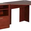 HOMCOM Computer Desk with Printer Cabinet, L-Shaped Corner Desk with Storage, Study PC Workstation for Home Office, Cherry