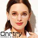 Onrtry Circle Blue Light Glasses for Women Men Round Metal Frame Computer Gaming Eyeglasses 2 Pack (A6 Gold+rose Gold)