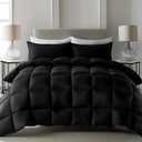 puredown Goose Feather Comforter Full/Queen Size, 100% Cotton Winter Duvet Insert, Heavyweight Cloud Fluffy Hotel Collection Comforters Extra Warmth(Black, 90x90 Inch)