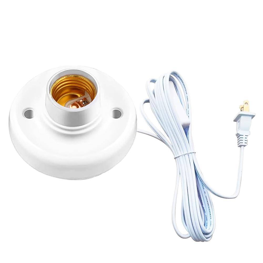 15ft Light Socket with Cord E26/ E27 Light Bulb Socket with On/Off Switch Hanging Light Cord Extension,for Balcony, Garage Installation Lighting