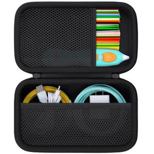 Case Compatible with 3Doodler Start+ Essentials/3Doodler Flow 3D Printing Pen,Storage Holder for 3D Pen PLA Filament and Charger (Black Case)