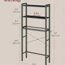 VASAGLE Over the Toilet Storage, Over Toilet Bathroom Organizer with Adjustable Shelves and Basket, 3 Hooks, Space Saving, 9.4 x 23.6 x 63 Inches, Ebony Black UBTS113BE01S
