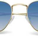 Polarized Sunglasses for Womens Men Trendy Square Hexagonal Flat Mirrored Sun Glasses UV Protection (A08-gold/Gradient Blue/Clear)