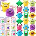 HyDren Set of 18 Kids Valentine Monster Gifts Confession Card with 3.15 Inch Monster Stuffed Animal Plush Mini Keychain for School Classroom Prize Exchange Party Favors Goodie Bag Fillers