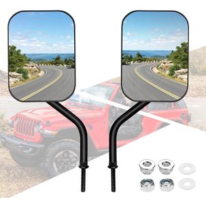 Mirrors Doors Off Compatible with Jeep Wrangler JK CJ JL & Unlimited - Door Hinge Side Mirrors for Jeep - 2 Pack 5.5 x 7.5 inches Side Rear View Mirrors for Doors Off Driving