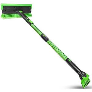 SEAAES 51 Inch Heavy Duty Snow Brush for Trucks, Stable Design Long Handle Extendable Snow Broom for SUV, Windshield Ice Scraper with Foam Grip for Car Automobile Vehicle Window - Green : Automotive