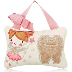 Qunclay Tooth Fairy Pillow with Pocket Kids Keepsake Pouch Tooth Fairy Gifts for Girl and Boy, 3.9 x 5.9 Inches(Sweet Style)