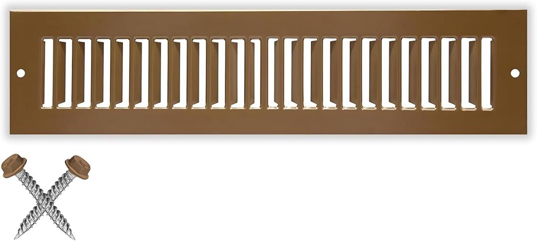 HVAC Premium 12" x 2" Toe Space Grille - HVAC Vent Cover [Outer Dimensions: 13.5 X 3.5] - Brown