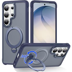 for Samsung Galaxy S26 Ultra Case with Magnetic Stand, Blue | Crystal Clear Case,Rigorous Drop Protection, Great Grip Feeling, Slim Shockproof Phone Cover