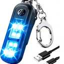 TECKNET Personal Safety Alarm 135dB with SOS Strobe Light for Women - Rechargeable& IPX4 Waterproof Running Lights with Clip On Torch & Low Battery Notice, Safety Siren for Travel Kids, Black