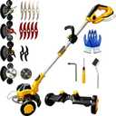 Cordless Weed Wacker for DeWalt 20V MAX Battery, 12" Electric Weed Eater | Battery Powered Brush Cutter Brushless Grass Trimmer/Small Lawn Mower/Edger, 4 Types Blades, with Wheels (No Battery)