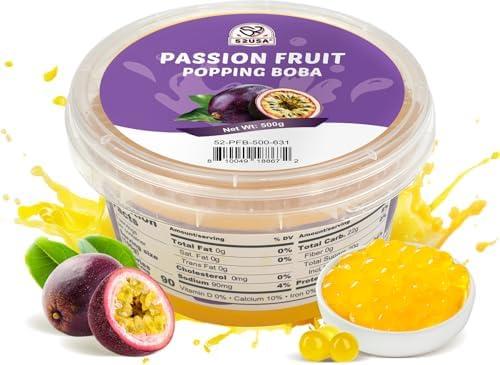 Pack Of 2 52USA Passion Fruit Popping Boba (500g), Popping Pearls for Bubble Tea, Beverages, Sweets, Ice Cream, Shakes, Desserts & Smoothies Topping, 1.1 Pound