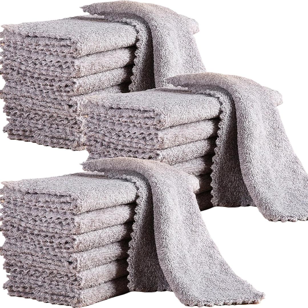 20 Pack Kitchen Dish Cloths 10" x 10" Super Soft & Absorbent Coral Velvet Microfiber Cleaning Towels Nonstick Oil Fast Drying Washable Lint-Free Dish Rags Reusable Dishcloths for Household Cleaning