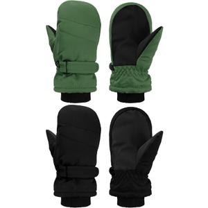 SATINIOR Kids Snow Mittens Waterproof Winter Ski Gloves Warm Thicken Snow Gloves for Girls Boys (3-5 Years, Black, Army Green)