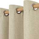 LAMIT Camel Linen Textured Curtains 95 inches Long for Bedroom, Grommet Thermal Insulated Thick Curtains Burlap Light Filtering Panels for Living Room/Farmhouse, Set of 2 Panels, W52 x L95
