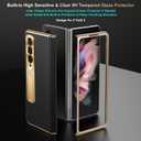 for Samsung Galaxy Z Fold 3 Case, Electroplated Frame, Luxury Leather Back, Full Magnetic Hinge Protective, Screen Protector, Metal Stand, Thin & Slim Stand Phone Cover 5G 2021, Black