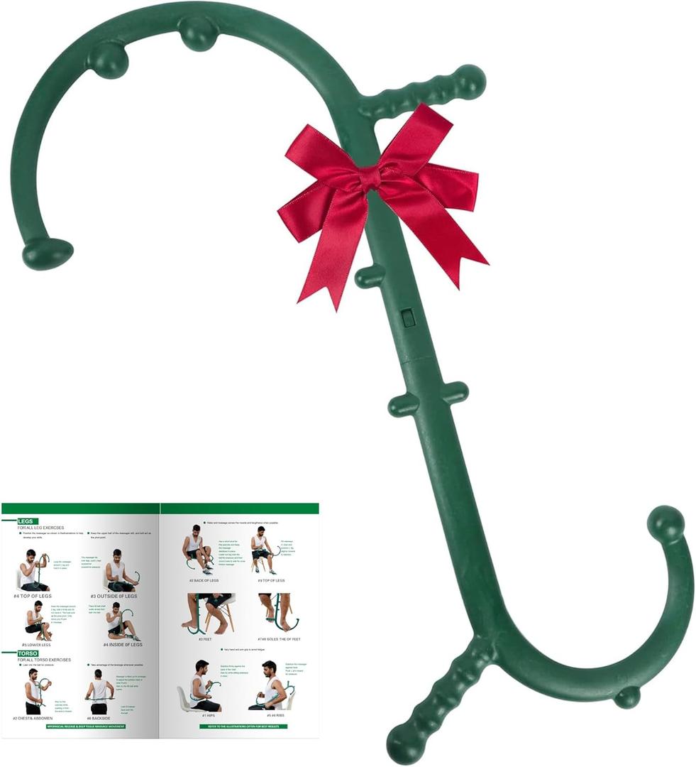 Shrdaepe Massage Trigger Point Cane, Body Deep Tissue, Handheld Back, Neck, Shoulder, Leg and Feet Massager Rod, Muscle Release Tool Self Massage Hook Cane Gifts for Women & Men, Green