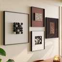 4-Piece Modern Minimalist Wall Art Set, 3D Black White Gray Sphere & Geometric metal Framed, Abstract Textured Wall Decor for Living Room, Bedroom, Office, 3D sphere, 24x24"+(16x16")x2ps+20x20"