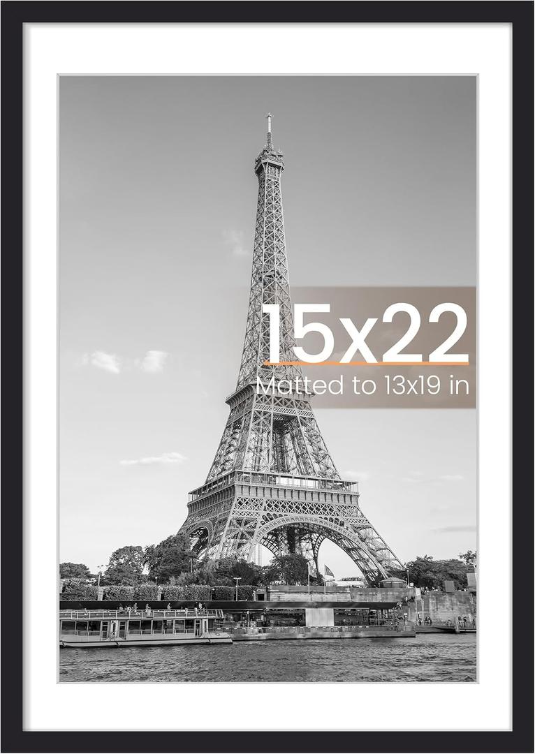 upsimples 15x22 Picture Frame, Wall Decor Poster Frames, Black 1 Pack