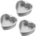 3 Pcs Heart Baking Pan with Removable Bottom, 8 Inch Aluminum Love Cake Molds, Reusable Heart Baking Tool for Kitchen, Wedding, Family, Gathering, Valentine's Day, Birthday Party