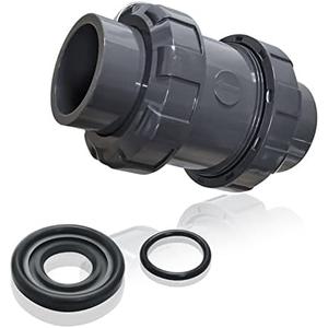 PVC True Union Check Valve, 3/4’’ Slip Swing Full Port Utility Check Valve, Sch80 Socket Pool Ball Check Valve for Backflow Prevention