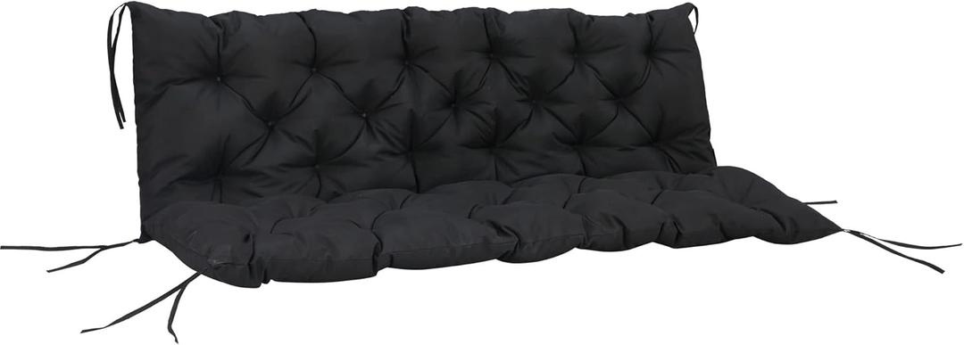 Outsunny 59" x 38" Tufted Bench Cushion for Outdoor Furniture, 3-Seater Replacement for Swing Chair, Patio Sofa/Couch, Overstuffed, Includes Backrest, Black