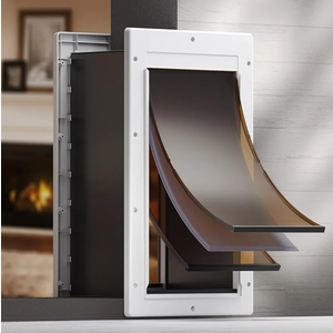 3-Flap Dog Door, Large Doggy Door for Wall, Never Rust Plastic Wall Dog Door, Telescoping Tunnel, Magnetic Flaps, Insulation Flap, Closing Panel, Pet Door for Pets Up to 100 Pounds