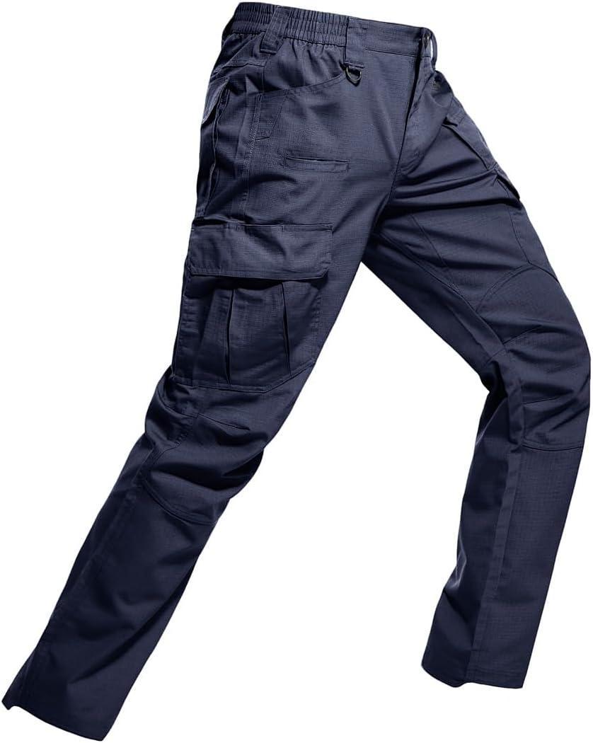 Men's Ripstop Tactical Pants Water Resistant Work Cargo Pants Outdoor Breathable Lightweight EDC Hiking Pants, Navy, 38W x 30L